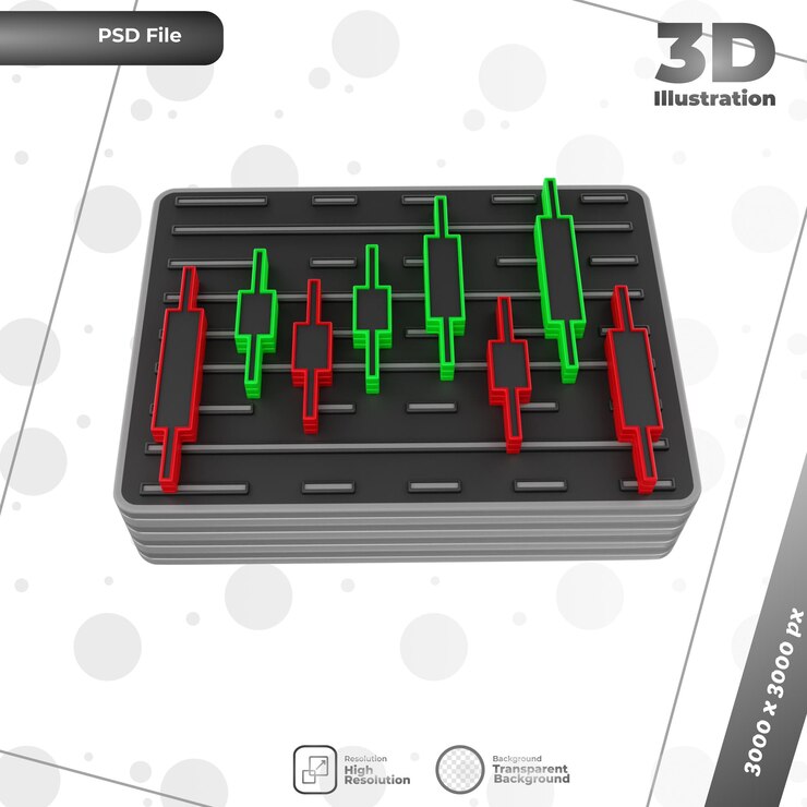 PSD 3d render candle chart illustration