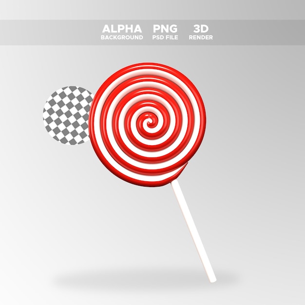 3d render candy lollipop icon for design illustration