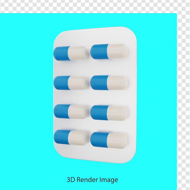 PSD rendering 3d di compresse di medicinali in capsule