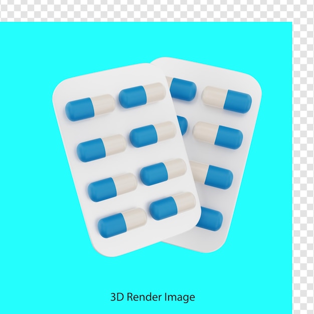 PSD rendering 3d di compresse di medicinali in capsule