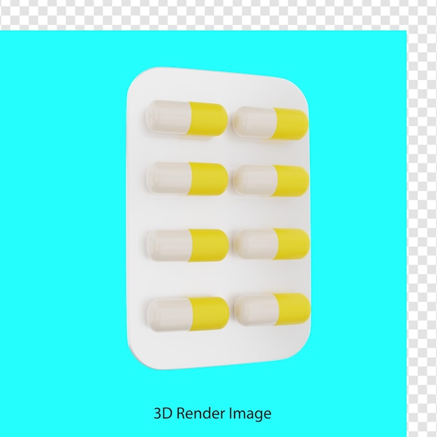 PSD rendering 3d di compresse di medicinali in capsule