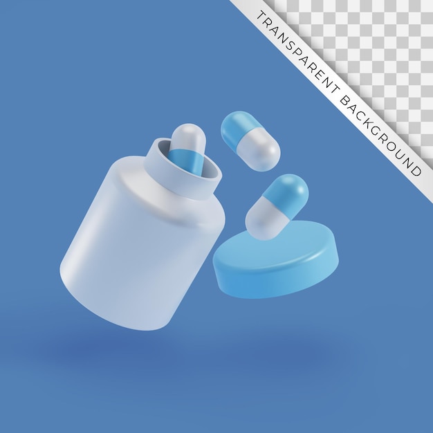 3D render capsules en fles