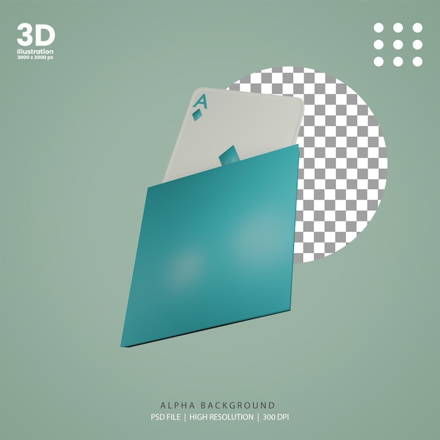 Illustrazione del diamante della carta di rendering 3d