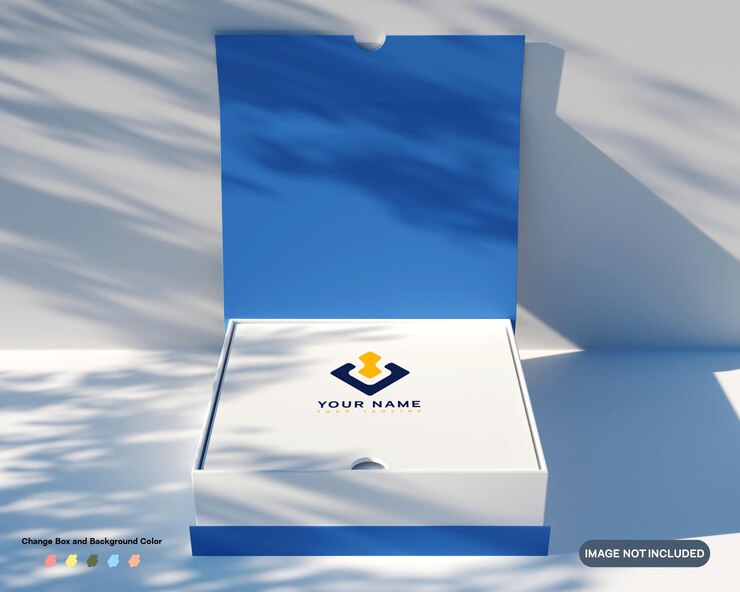 3d render cardboard box packaging mock up with shadow