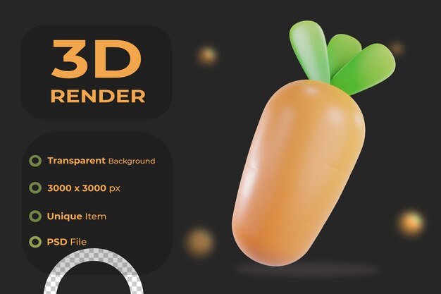 3d 렌더링 당근 개체