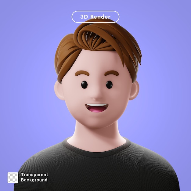 PSD 3d render cartoon avatar geïsoleerd