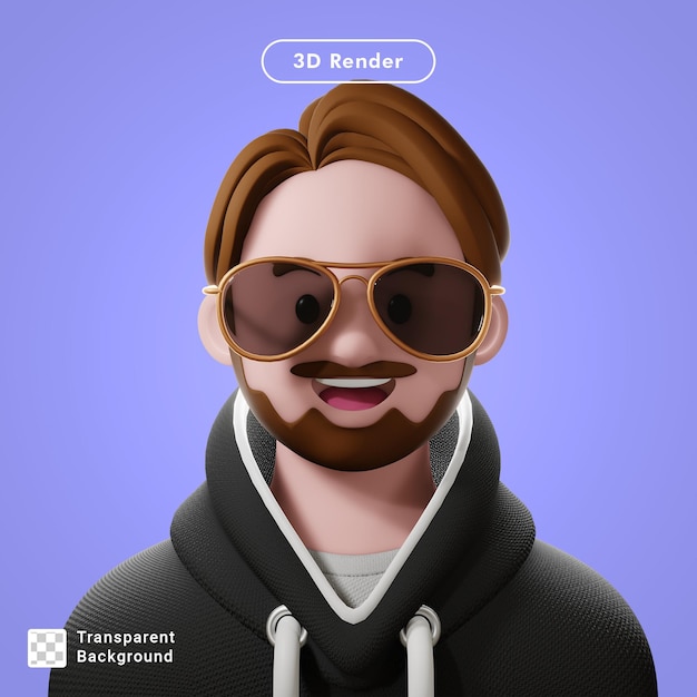 PSD 3d render cartoon avatar geïsoleerd