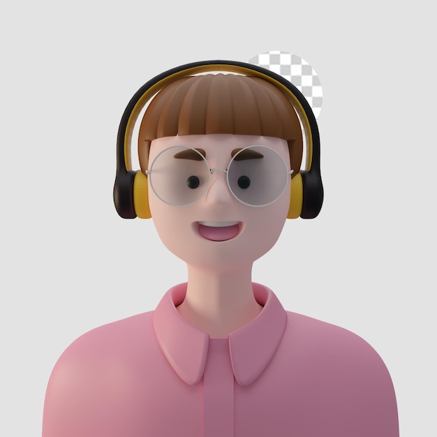 3d render cartoon avatar isolated