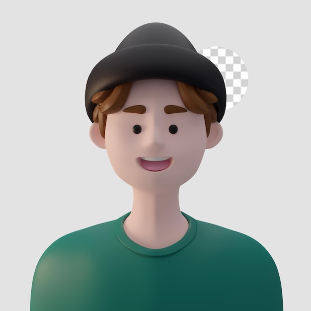 Avatar di cartone animato rendering 3d isolato