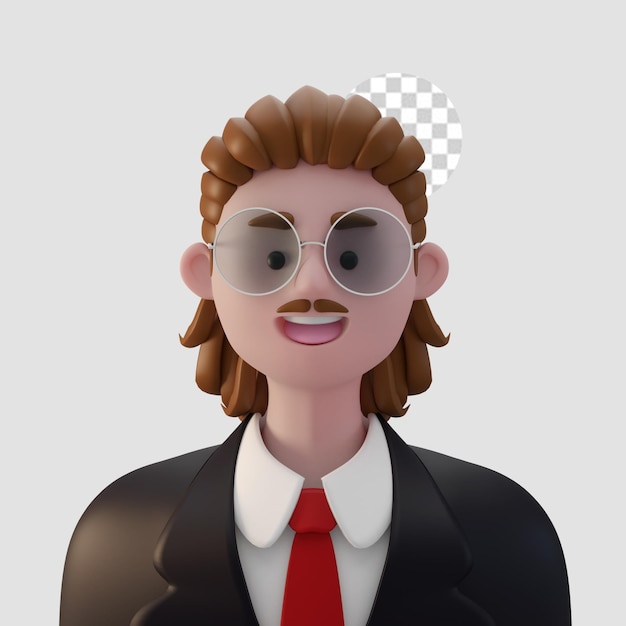 PSD 3d render cartoon avatar isolated