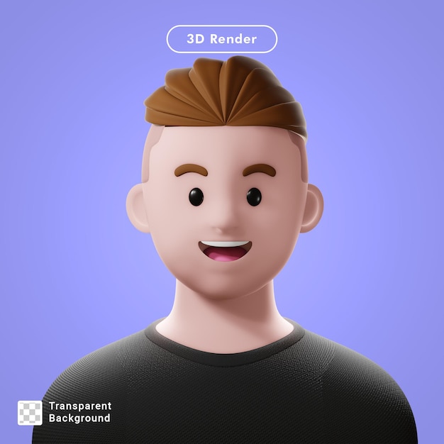 PSD 3d render cartoon avatar isolated