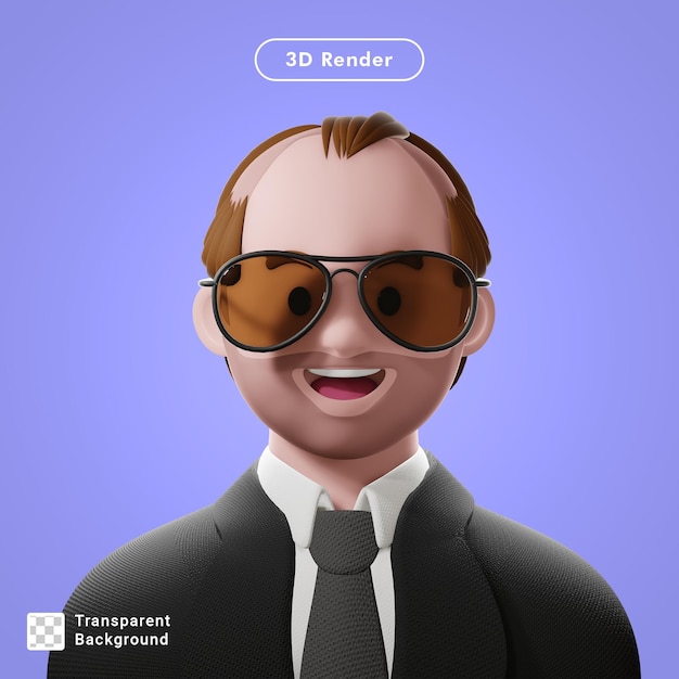 PSD 3d render cartoon avatar isolated