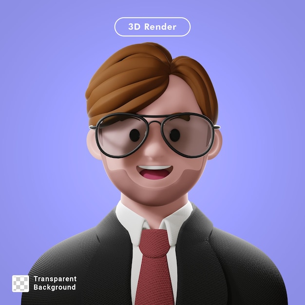 PSD 3d render cartoon avatar isolated