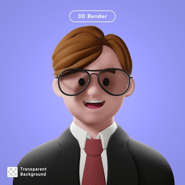 PSD 3d render cartoon avatar isolated