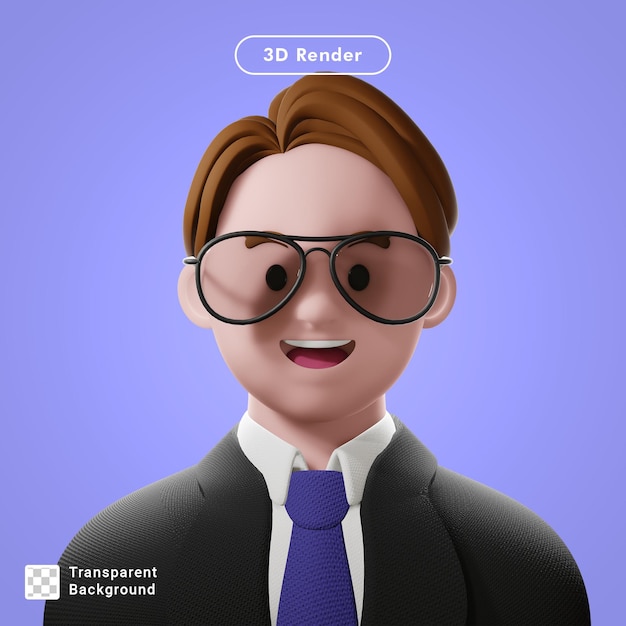 PSD 3d render cartoon avatar isolated