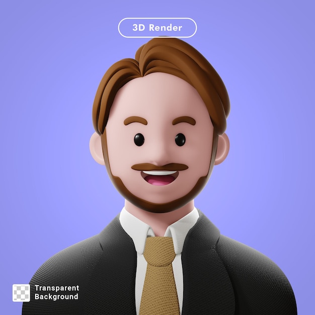 PSD 3d render cartoon avatar isolated