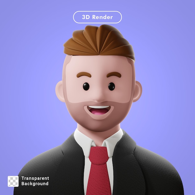 PSD 3d render cartoon avatar isolated