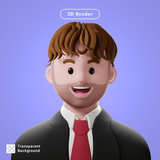 PSD 3d render cartoon avatar isolated