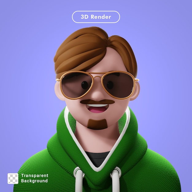 PSD 3d render cartoon avatar isolated