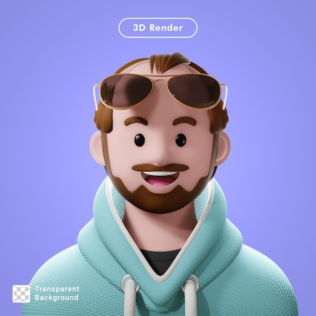 PSD 3d render cartoon avatar isolated