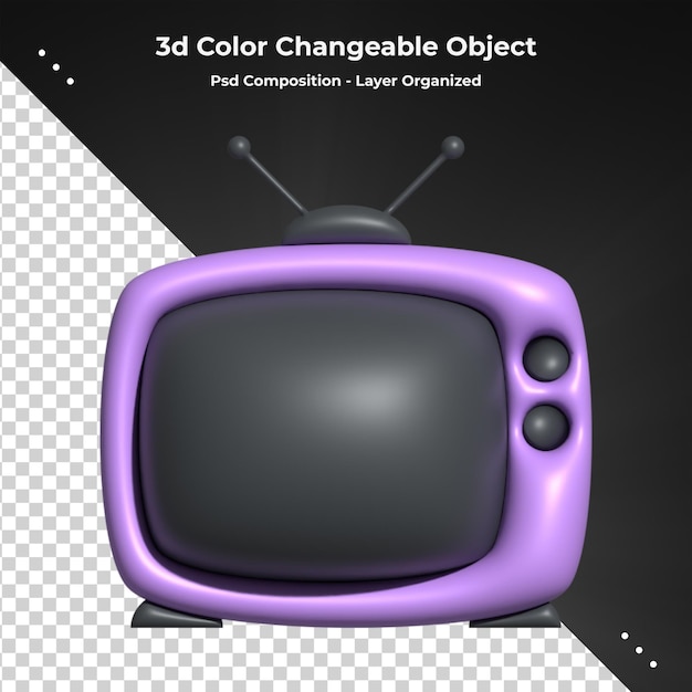 PSD 3d 렌더링 만화 최소한의 스타일 tv 현대 3d 텔레비전