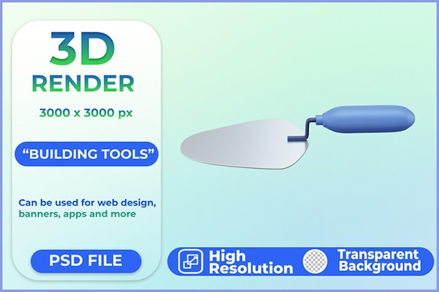 3d 렌더링 시멘트 흙손 도구 아이콘