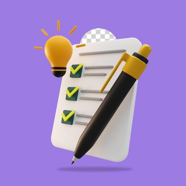 3d render chacklist icon isolated