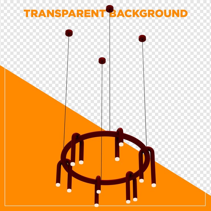 PSD 3d render chandelier pendant ceiling light with transparent background
