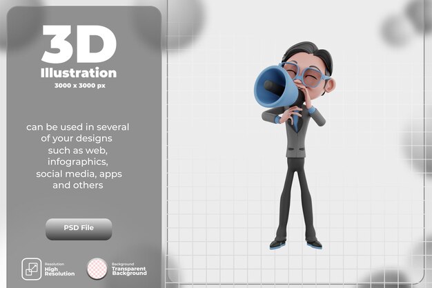 PSD 3d render character businessman illustration