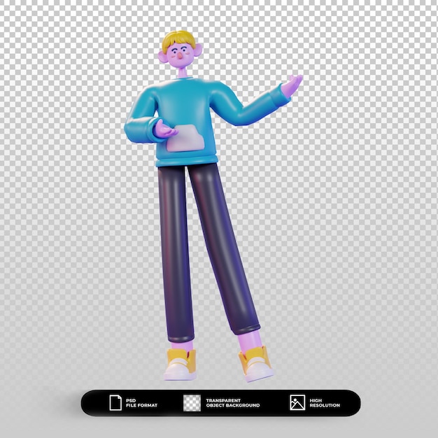 3d render character illustration presentation pose