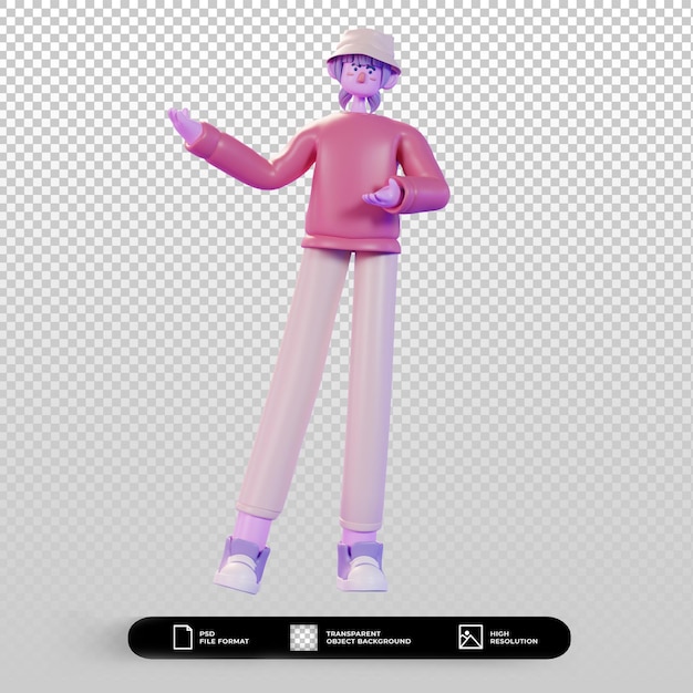 3d render character illustration presentation pose