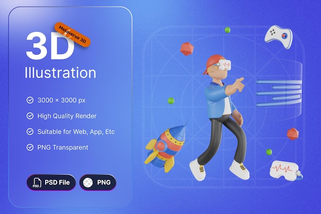 PSD 3d представляют людей метавселенной персонажей для приложения и сети современного дизайна