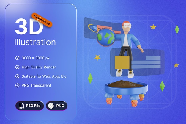 3d render character metaverse people for modern design application and web