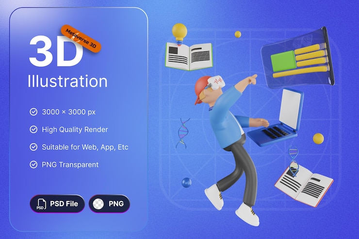PSD 3d представляют людей метавселенной персонажей для приложения и сети современного дизайна