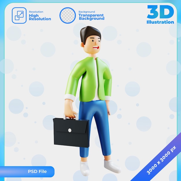 PSD 3d 렌더 캐릭터 회사원