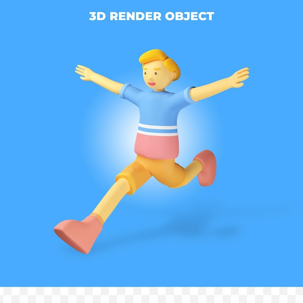 3d render character running