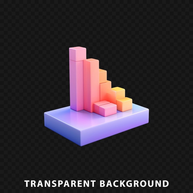 3d render chart bar geïsoleerd op transparante achtergrond