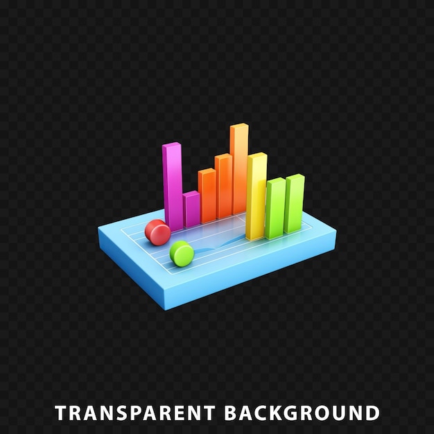 3d render chart bar isolated on transparent background