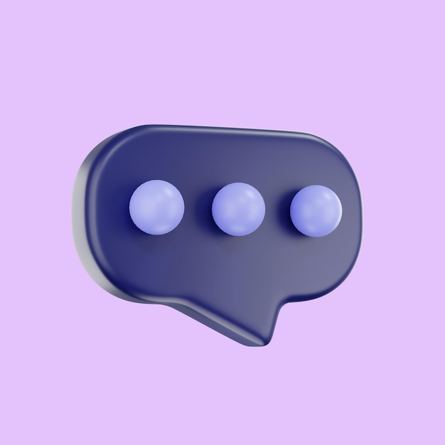 3d render chat bubble icon Blank bubble talk or comment sign symbol