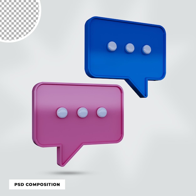 PSD 3d render chat speech bubble isolated