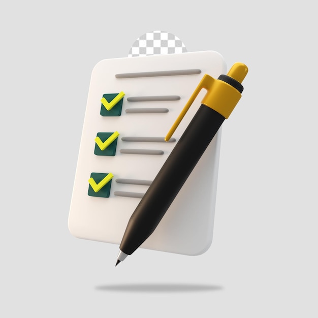 3d render check list business icon isolated