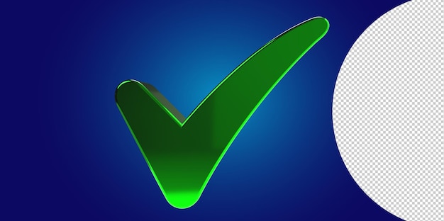 PSD 3d render check mark symbol icon green, transparent, png