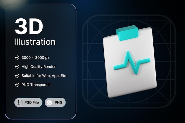 3 d レンダリング チェックリスト メディック コンセプト モダンなアイコン イラスト デザイン