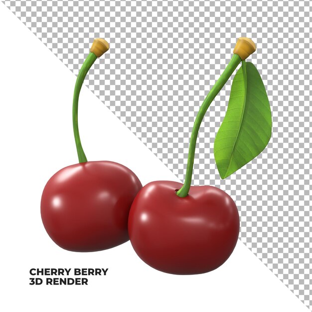 PSD 3d render cherry berry