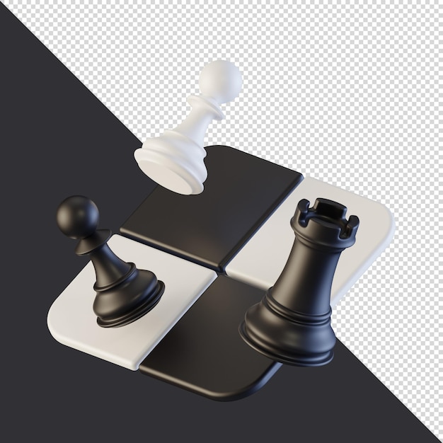 3d render chess chessboard pawn rook