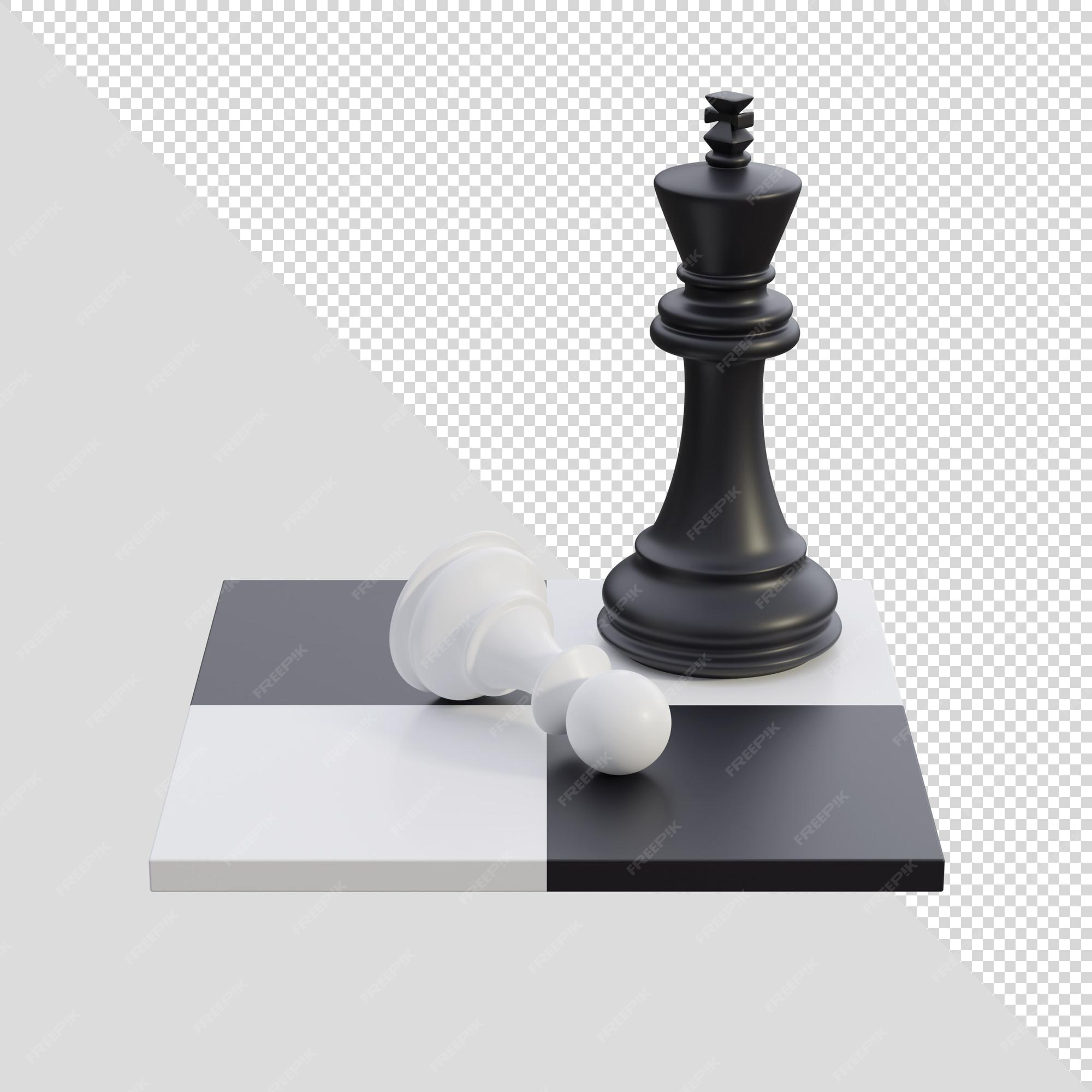 King. Chess piece made in the form of illustrations and icons. Black and  white king with a description of the position on the chessboard and moves.  Educational material for beginner chess players.