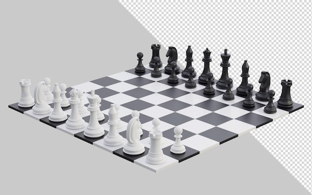 3d render chessboard with figures