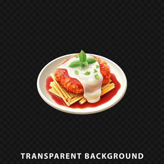 3d render chicken parmigiana isolated on transparent background