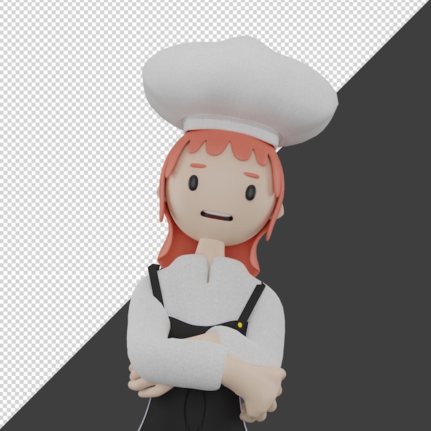 3D Render шеф-повар небрежно готовит