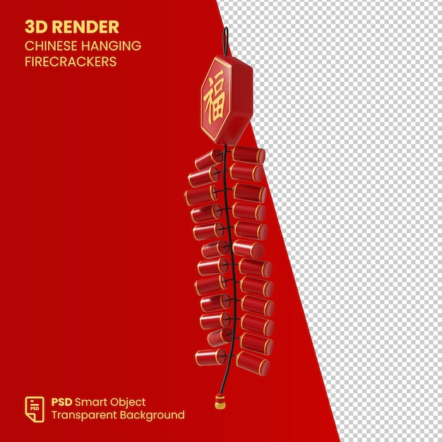 PSD 3d render chinese hanging firecrackers